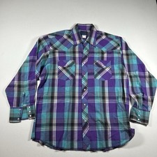 Vintage 90s Wrangler Pearl Snap Shirt Mens Size XL Plaid Long Sleeve Western