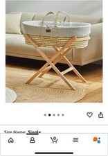 The Little Green Sheep Organic Knitted Moses Basket, Mattress and Foldable Stand