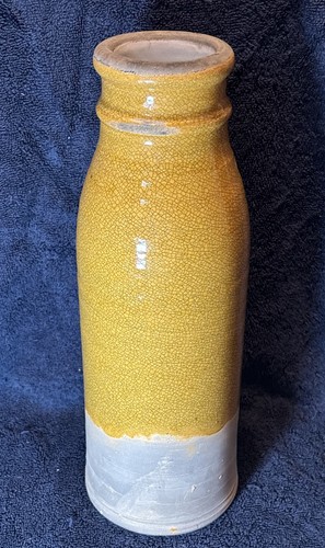 Vase vintage Ethan Allen RPW céramique craquelure jaune moutarde rame 14,5" - Photo 4/12
