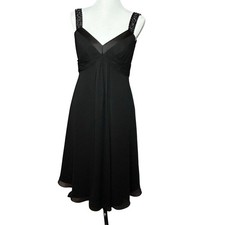 David's Bridal Dress Black Women 4 Shiny Bleads Sleeveless Knee Length Wedding