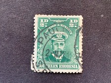 SOUTHERN RHODESIA ZIMBABWE 1924 KING GEORGE V ½D BLUISH GREEN - USED KGV