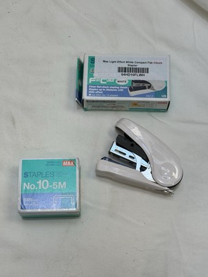 HD-10FLWH White Max Light Effort Compact Coin Stapler With 5000 Staples NIB