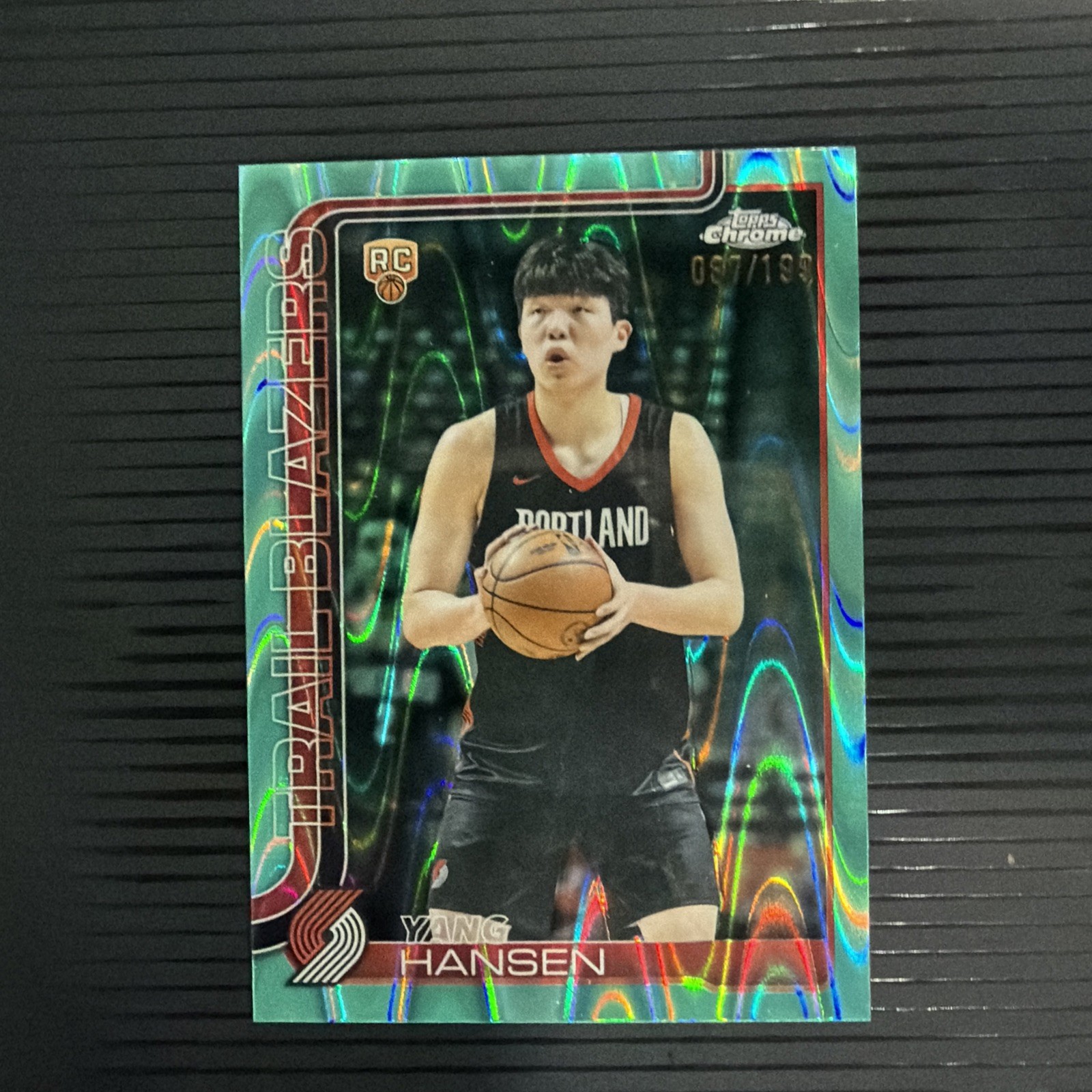 Yang Hansen Rookie RC SP 2025-26 Topps Chrome Basketball #266 Aqua RayWave /199