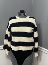 Madewell Striped Lakeville Pullover Sweater in Navy/ Cream Size S Boat Casual