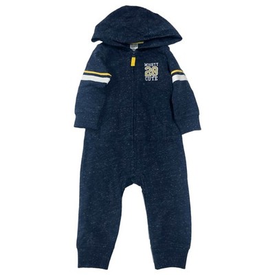 Carters Infant Boys Blue Mighty Cute Hoodie Jumpsuit Coverall Baby Outfit 9m