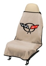 Seat Towel For 1997-2004 Corvette Tan Terry Velour C5 Logo