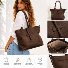 Damen Leder Handtasche Shopper  Echtleder Mad...