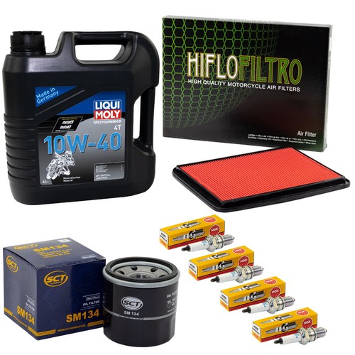 Kit D'entretien Moto Honda VFR 800 FI (1998-2001) - 4L Huile 10W40, Filtre, 4 Bougies NGK