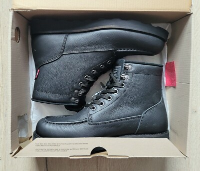 Mens Levis Darrow Moc Ankle Boots Black Leather size RRP - Main Image