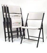 Lifetime Commercial Grade Contemporary Folding Chair, Almond 4 Pack 