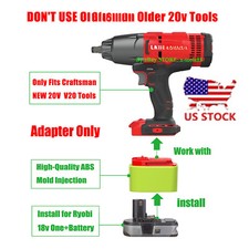 Adapter Used for Ryobi 18v Battery to Power for Craftsman New 20V Red V-20 Tools