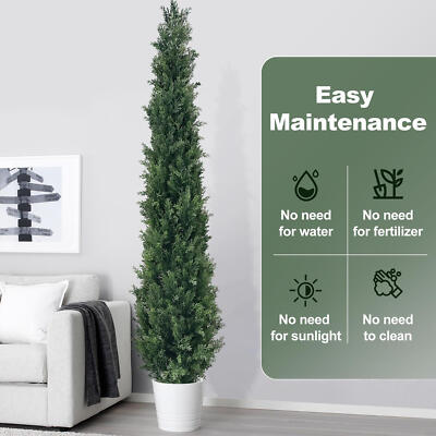 2PCS 3/4/5/6' Topiary Cedar Pine Artificial Tree Home Decor UV (Indoor/Outdoor)