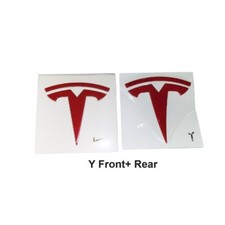 2PCS For Tesla Model Y rear& front Emblems Ornaments dual motor plastic Red