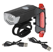 USB Rechargeable LED Bicycle Headlight Bike Head Light Front Rear Lamp Cycling