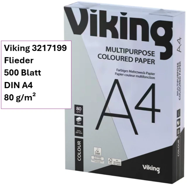 Viking 3217199 DIN A4 Kopierpapier Flieder 80 g/m² Glatt 500 Blatt