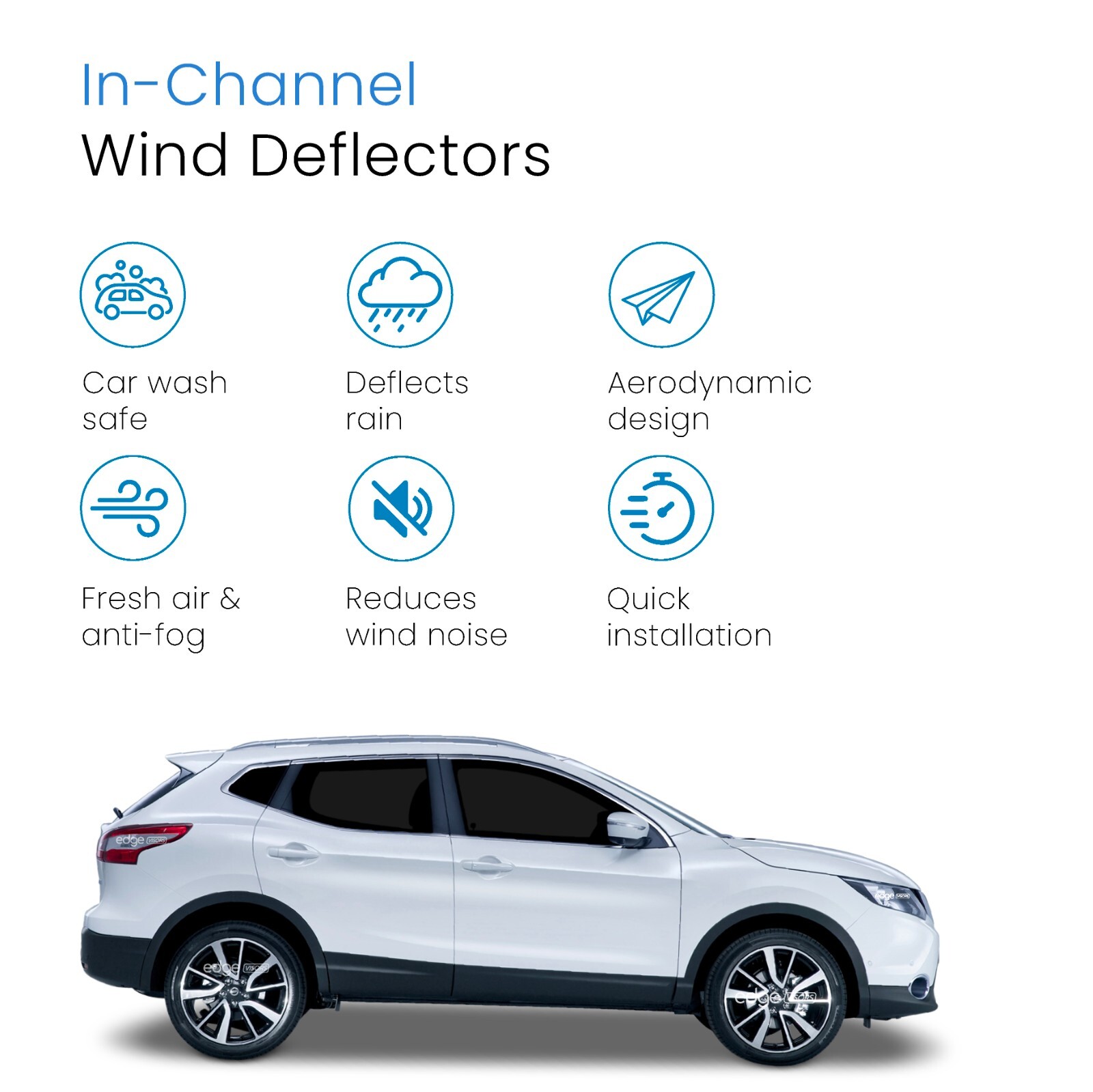 Wind Deflectors Fits Nissan QASHQAI MK2 20142021 5 Door SUV 4pc Edgevisors eBay