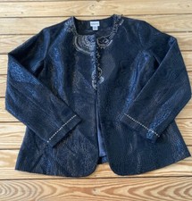 Chico s Women s Snake skin Open front jacket size 1 Black DJ