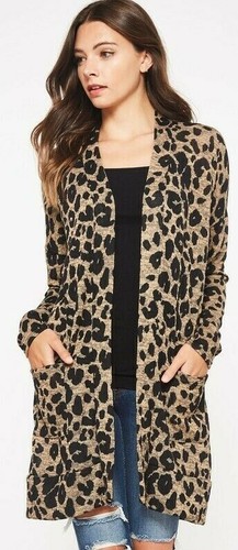 new BEESON RIVER boutique LEOPARD CARDIGAN sweater wrap SM-XXL animal print  | eBay