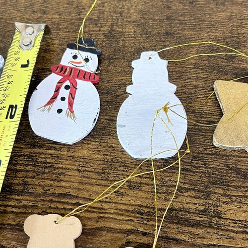 Christmas Ornaments Small Unfinished Paint Craft Lot 16 Wooden Homemade Pcs - Picture 12 of 12