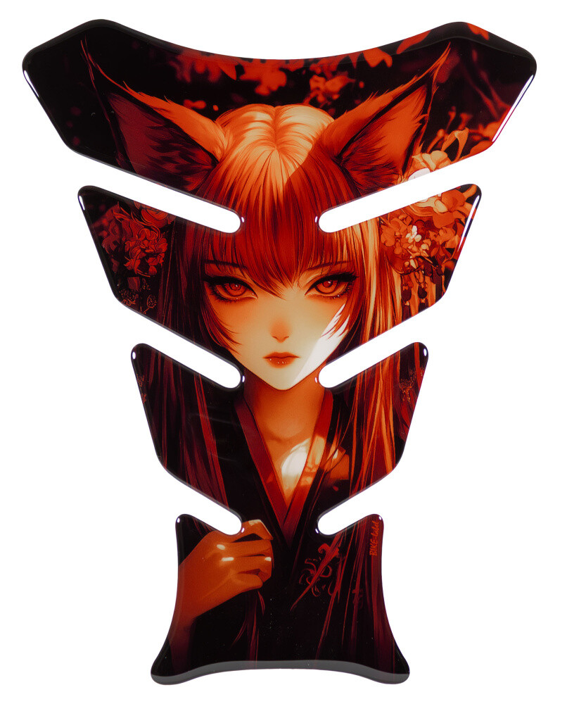 Tank Pad Motorcycle Anime Kitsune Fox Girl Red Kimono Japan Look 3D Gel Sticker
