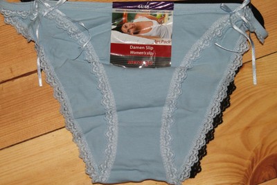 2 Pack Merango Damen Slips Sky-Blue & Schwarz Größe: 44-46