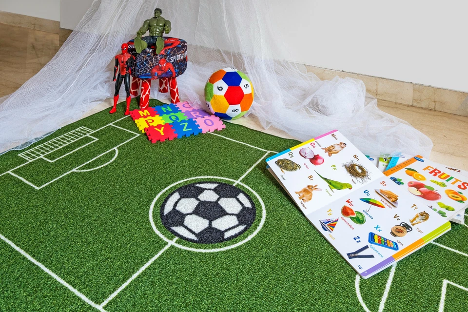 2'2"x3' Soccer Field Ground Kids Play Area Rug Anti Skid Backing  - 685 - Image 2 of 4