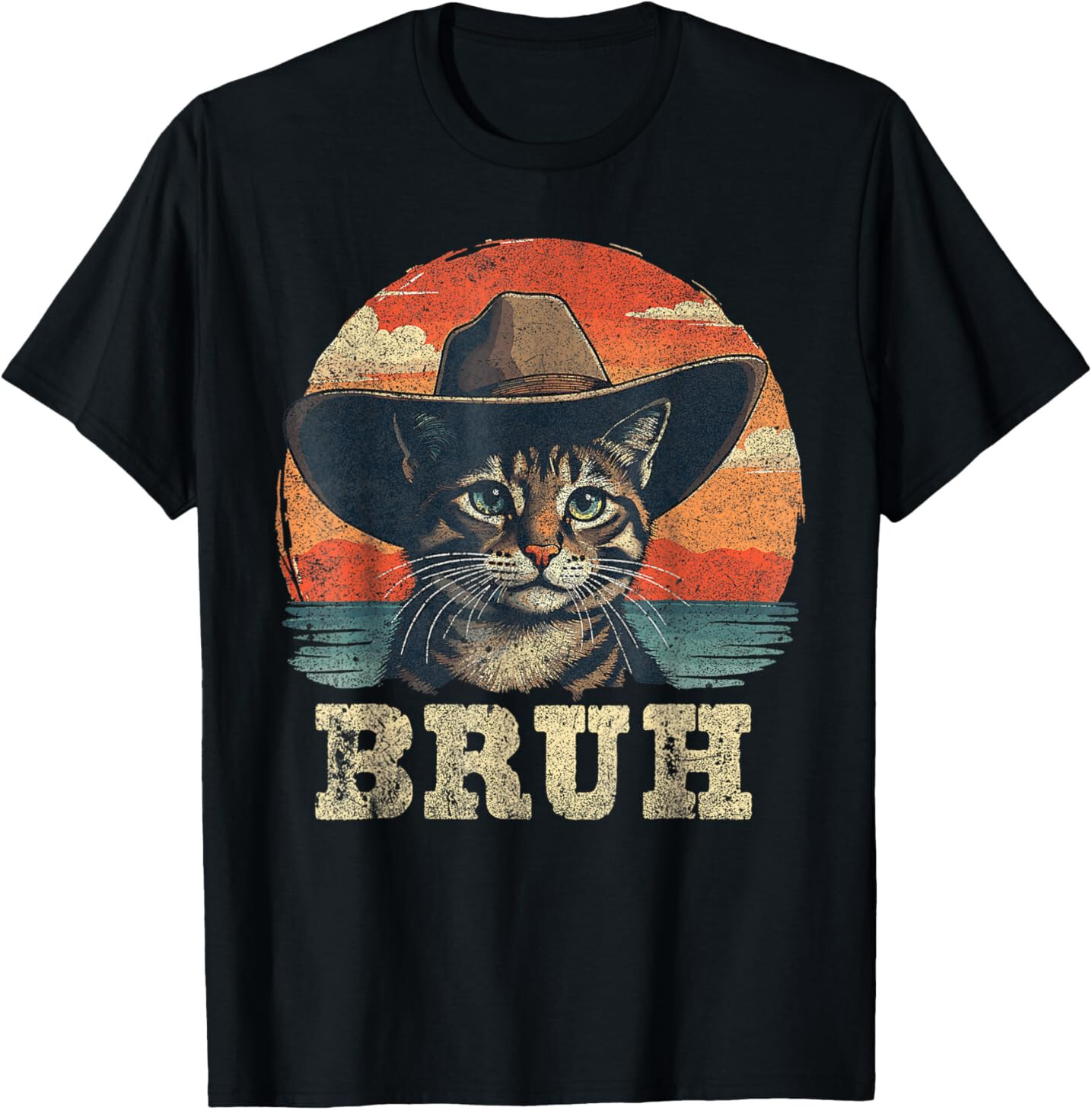 Cat Bruh For Boys Men Women Western Cowboy Cat Vintage T-Shirt