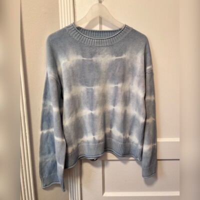 Elizabeth and James Blue White Tie Dye Sweater Size L
