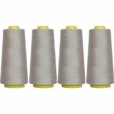 4 BIG CONES GREY SERGER SEWING THREAD 2750 YD TEX 27 40S/2- THREADART