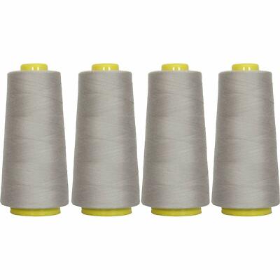 4 BIG CONES GREY SERGER SEWING THREAD 2750 YD TEX 27 40S/2- THREADART