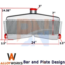 2.5" Inlet 3" Center Outlet TWin Turbo Intercooler 24"x7"x3.5" Universal