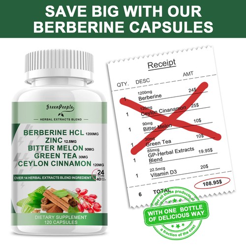 2Pack Berberin - 120 Wurzelextrakt Kapseln - 1200mg - Blutdruck, Herzgesundheit - Imagen 3 de 9