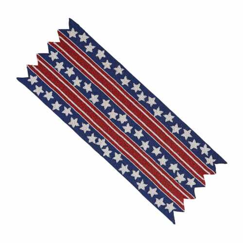 Pier 1 Imports 4th of July Patriotic Beaded Stars & Stripes 36" Table Runner - Picture 1 of 1