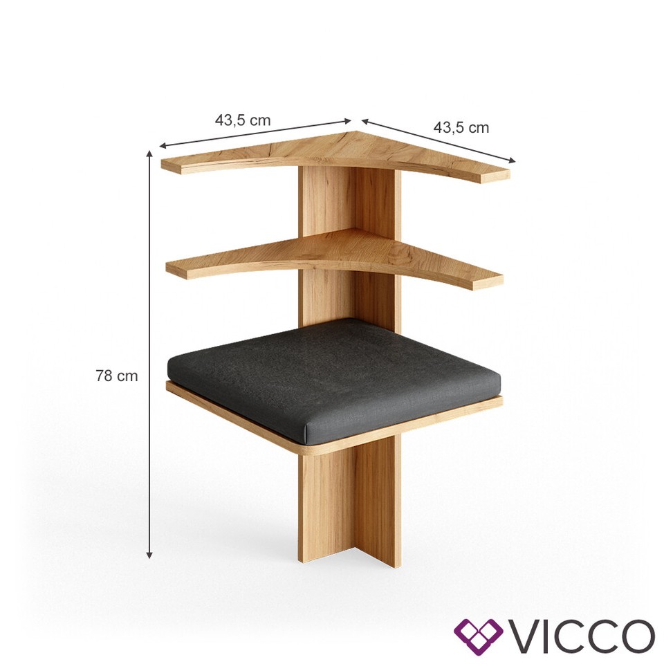 Vicco Banc d'angle Roman Partie d'angle rembourrée chêne sable pour coin salon