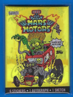 Topps Mars Attacks Uprising sealed Mars Motors Wax Pack 1 Sketch 1 Auto 6 Stkrs