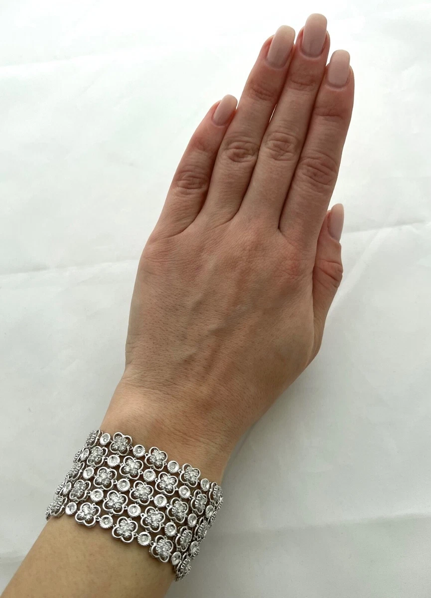 WIDE DIAMOND BRACELET 18K WG 60.0 GR 9.30 CAR DIAMONDS APPR. RET USD 16 500