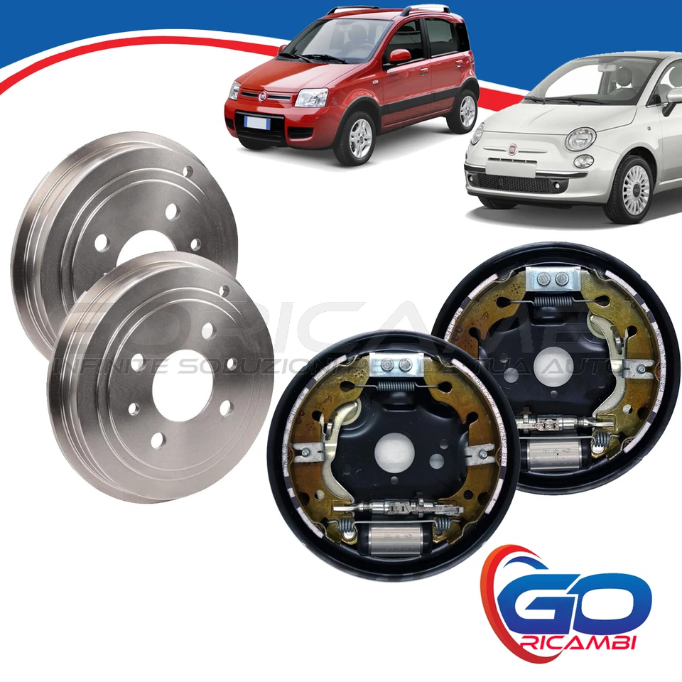 KIT FRENI A TAMBURO POSTERIORI GANASCE CILINDRETTI PIATTELLO FIAT 500 PANDA 169 - Immagine 3 di 4