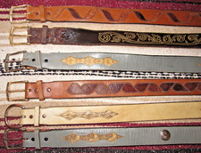 Vintage Western Tony Lama Exotic Leather Belts 6 pc Size 28 NEW