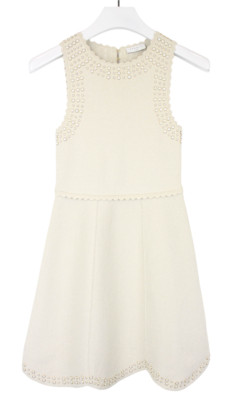 SANDRO Ariane Dress Women's EU 36 Faux Pearl-Embellished Knitted Midi