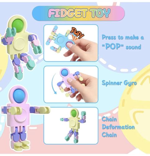 Aolcev Fidget Spinner Spielzeug Pop Roboter Hand Spinner 1-2 Min Spins Fingerspitze X3 NEU - Bild 2 von 6