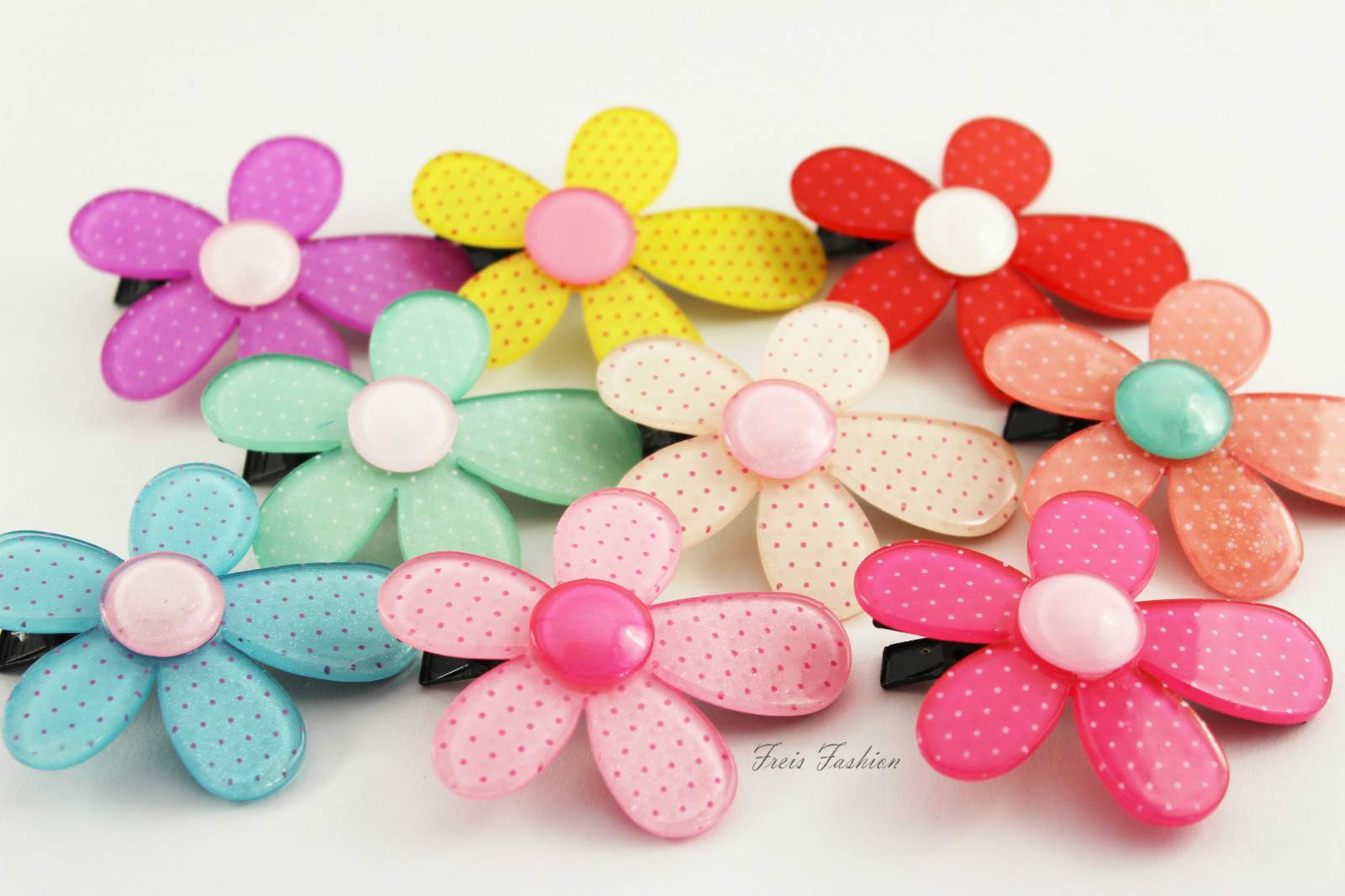 50 Stück Blumen-Haarspangen Für Mädchen – Bunte Mini-Clips Aus Kunststoff, Ca. 14 Mm