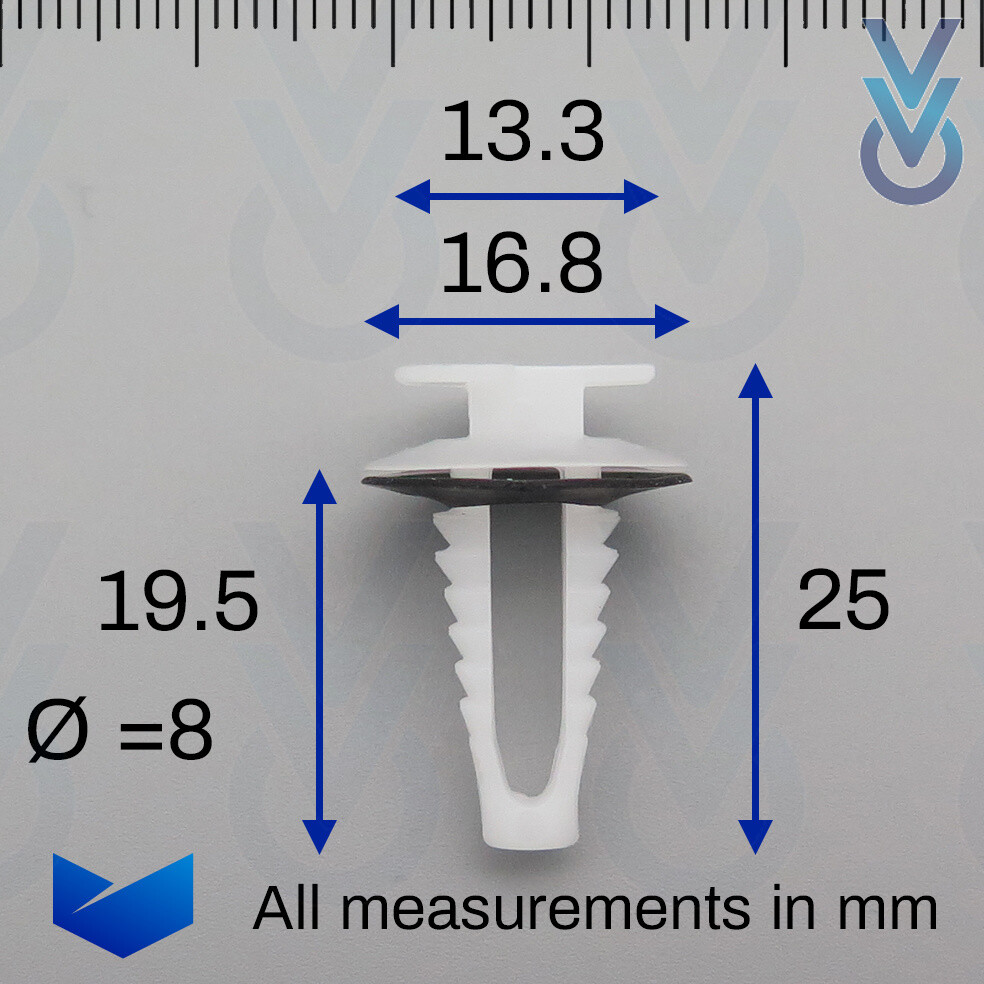 VVO Fasteners- Clip Bianche In Plastica. Per Fissaggio Paraurti - Foto 5