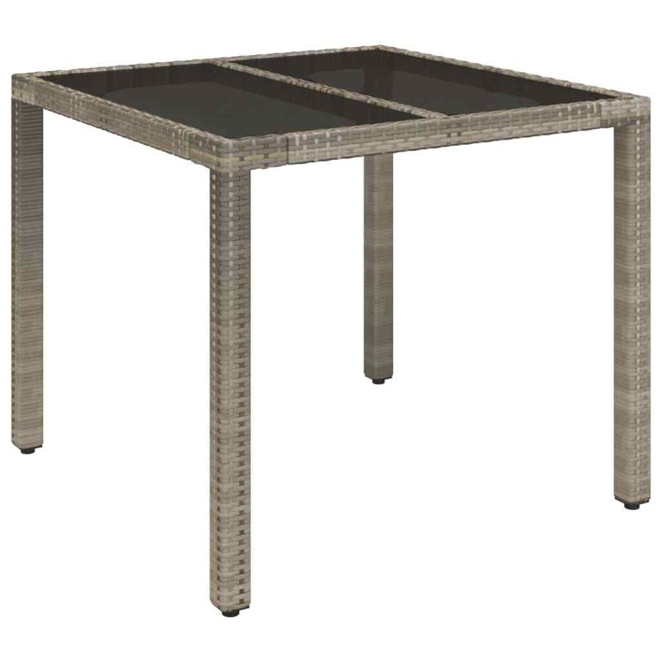 Garden Table With Glass Top Grey 90X90X75 Cm Poly Rattan eBay