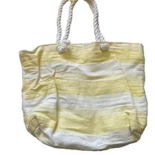 Sun N Sand Tote Women's Yellow Striped Tote Beach Bag Handbag Rope Straps