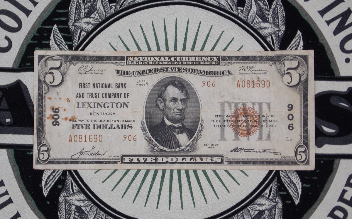 1929 $5 NB Kentucky National Currency *LEXINGTON* KY Ch#906