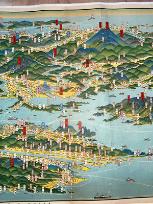 TOKYO JAPAN 1928 HATSUSABURO YOSHIDA LARGE PICTORIAL BIRD'S VIEW