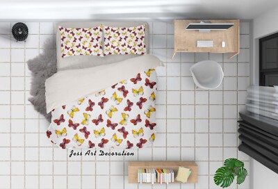 3D Butterfly Pattern Watercolor Quilt Cover Set Bedding Sets Pillowcases 64