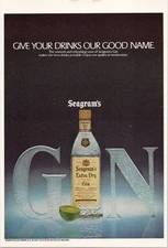 Seagram's Extra Dry Gin 1980 Vintage Print Ad Original Alcohol Poster