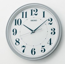 Seiko 12” Decorator Blue Numbers Wall Clock Matt Grey,Large Easy Read,Elegant
