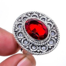 Mozambique Garnet Gemstone 925 Silver Plated Jewelry Ring s.8 LR-477